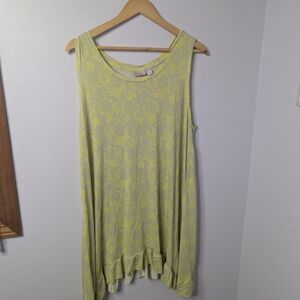 Logo Layers Yellow and Gray Paisley Sleeveless Tunic or Mini Dress